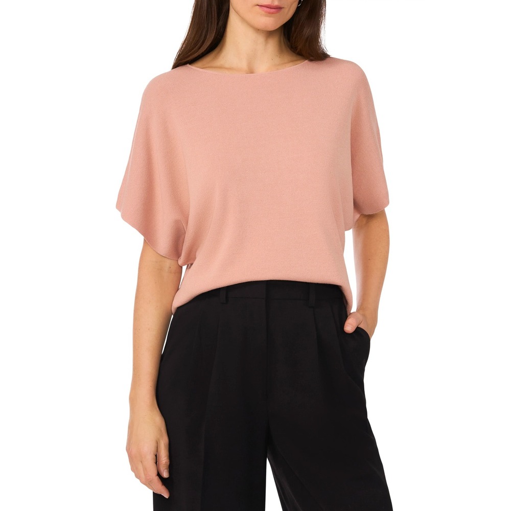 Halogen Womens Pink Short Sleeve Dolman Boat Neck Crop Sweater Top XL